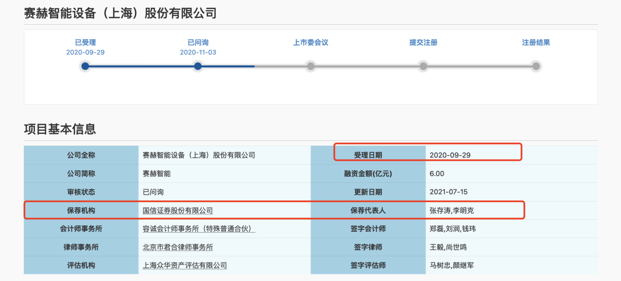 赛赫智能首次IPO终止后急换保荐券商 国元证券两保代遭警示 国信证券核查仍多