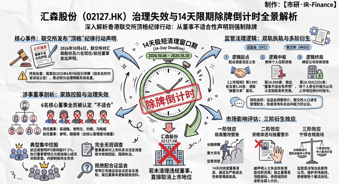 <b>汇森股份：六名董事被联交所＂不适合性声明＂、14天不清理就除牌倒计时</b>